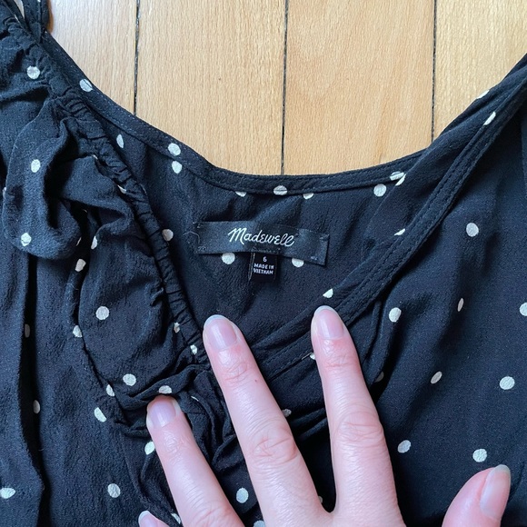 Madewell Ruffle-Front Wrap Jumpsuit in Grid Dot - Picture 7 of 8